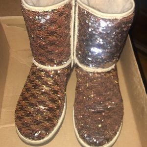 Brown classic short sparkle sequin uggs